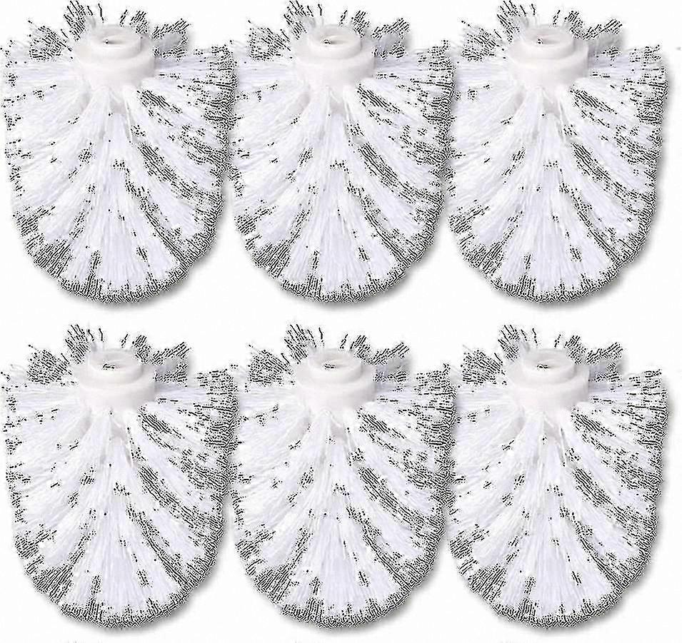 White Replacement Brush Heads for Toilets, 6 Pack, 8cm Diameter