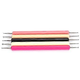 5Pcs Dotting Pen Acrylic Rod 2 Round Head Indentation Nail Art Tip Dot Paint DIY Slotted Tool