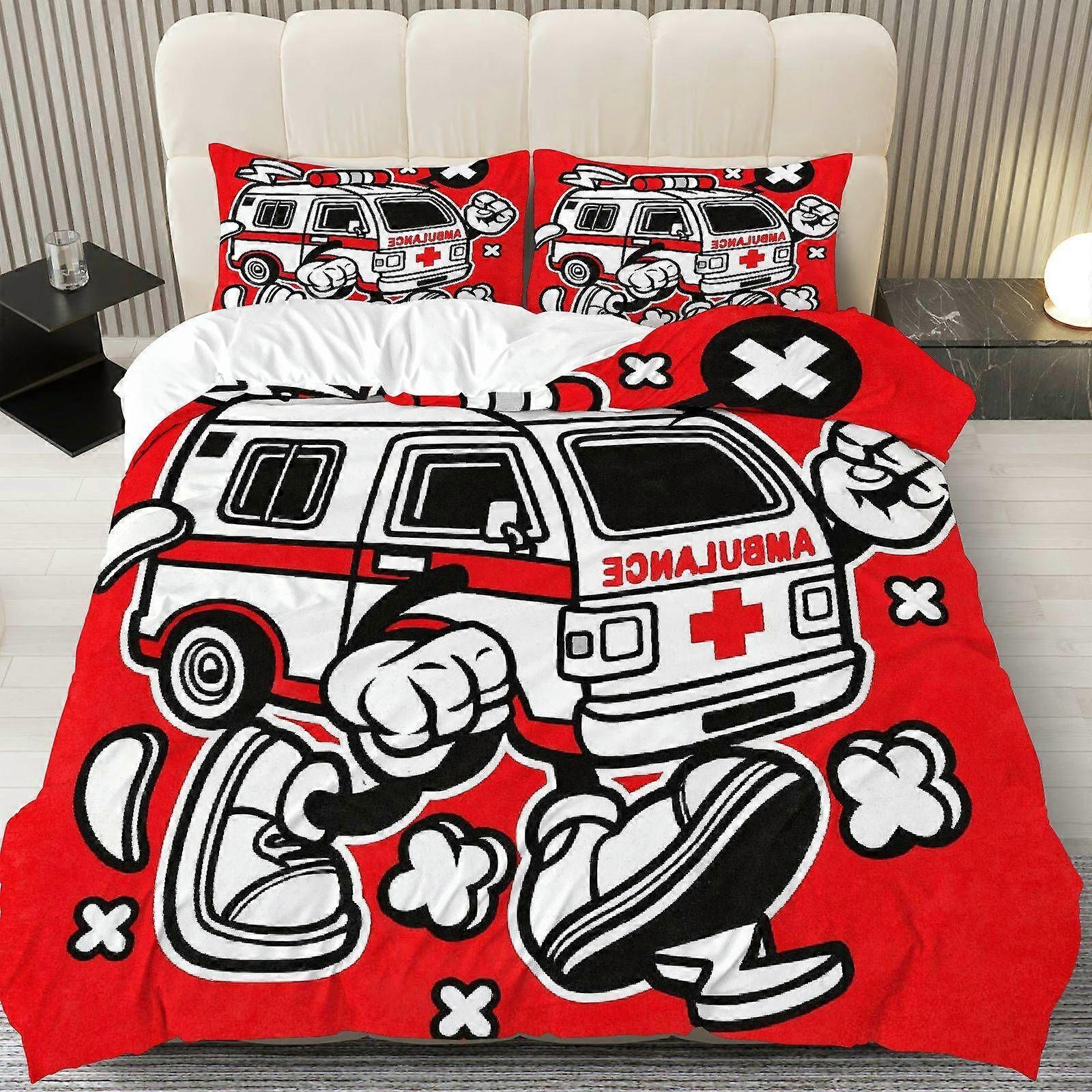 3pcs Duvet Cover Set Ambulance Graphic Theme