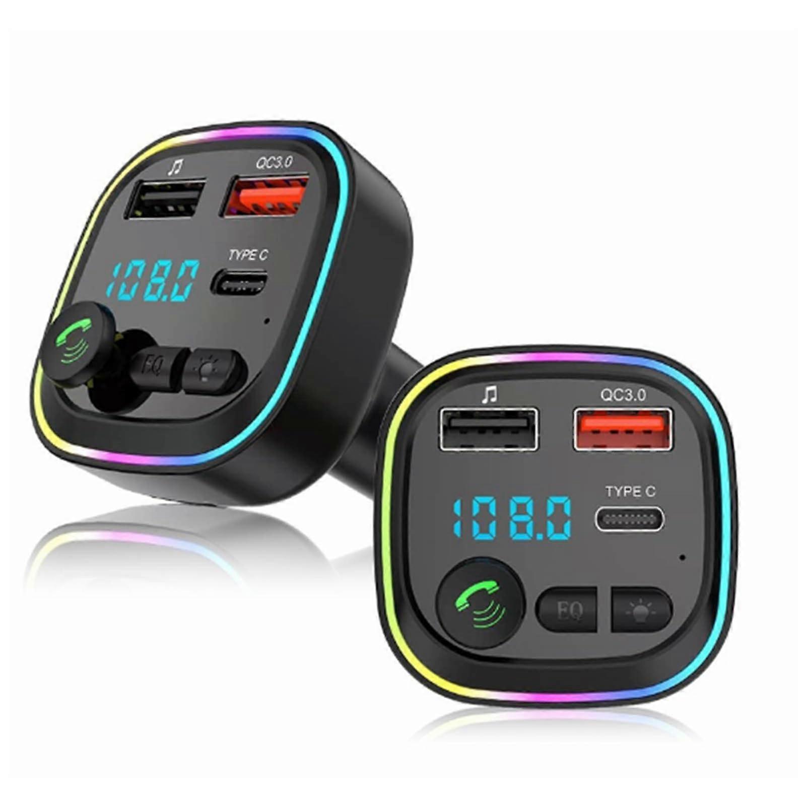 Bluetooth FM Transmitter with Bluetooth 5.0, Hands  Calling, 3.1A Fast Charging, USB Car Adapter