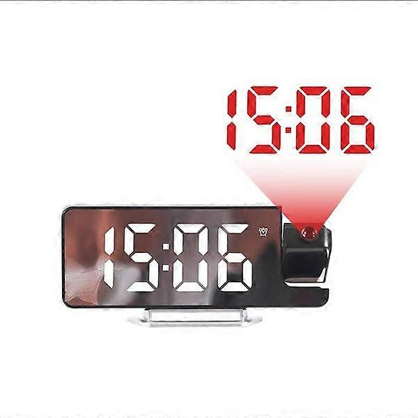 Alarm Clock with 12/24h Switch Battery and Plug-in Projection Temperature Display