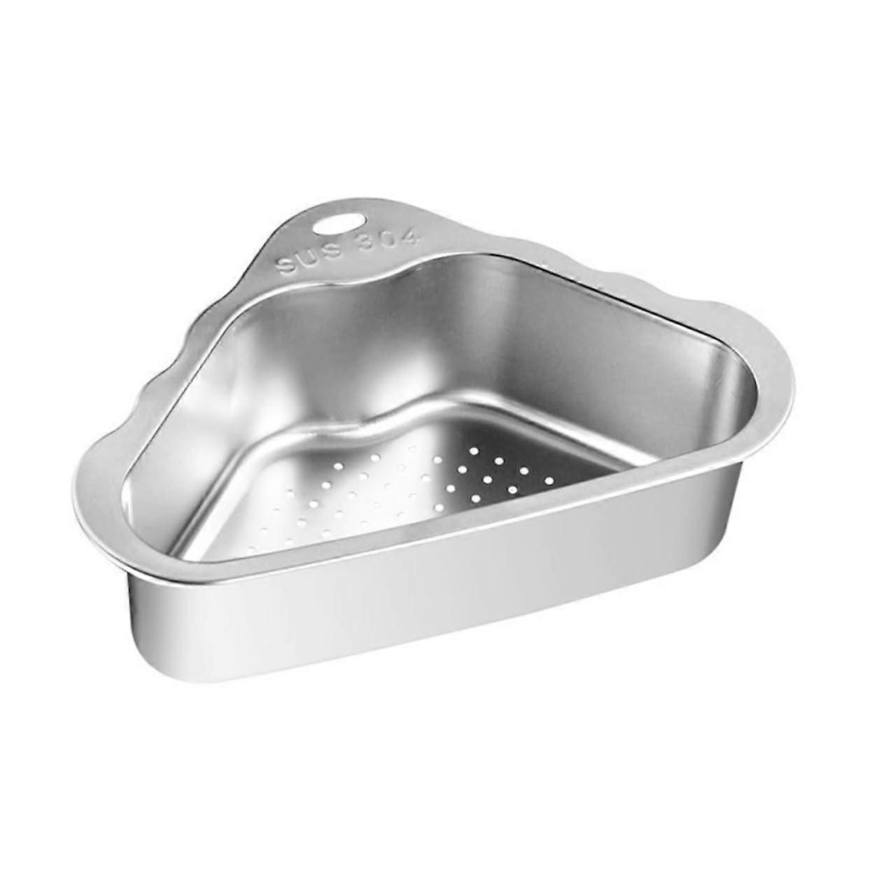 Triangle Corner Sink Strainer Basket Stainless Steel Kitchen Drain Rack Easy Install Space Saving