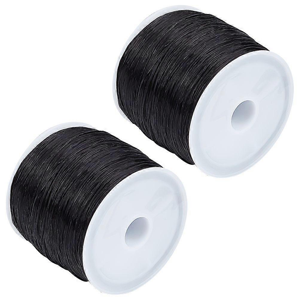 2 Rolls 100mm Flat Elastic Thread Black Spandex String Beading Thread for DIY Crafts Jewellery Making Stretch Bracelet
