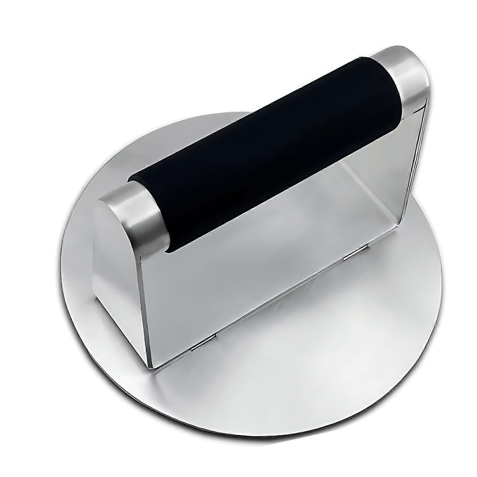 Manual Burger Press with Silicone Handle, Adjustable Thickness Patty Maker, Stainless Steel