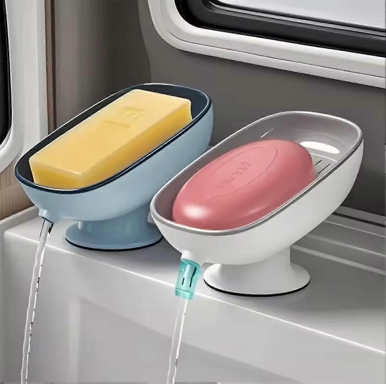 Suction Cup Soap Dish RustProof Quick Drain Holder for Bathroom Kitchen Sink and Shower