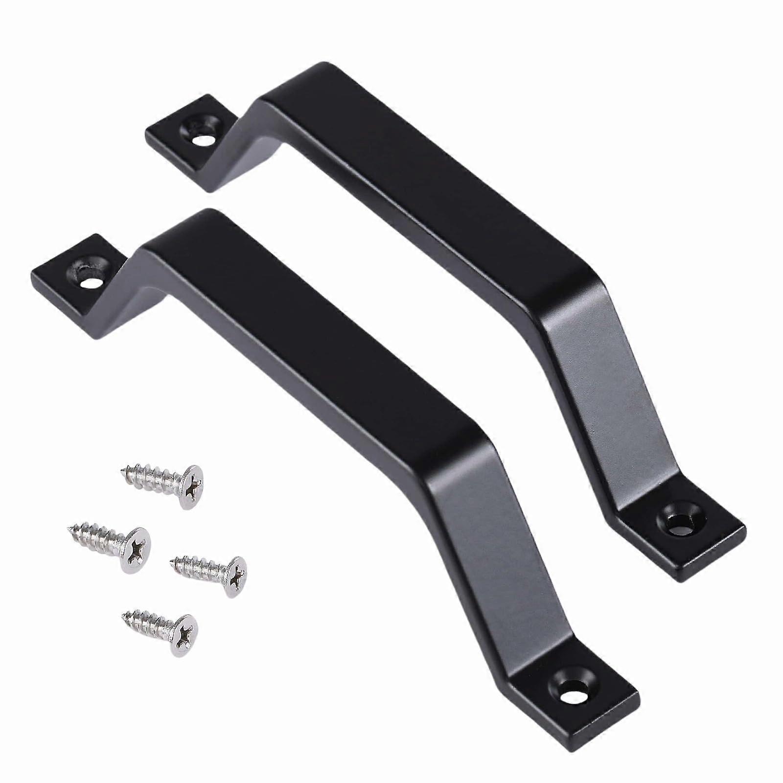 Matte Black Barn Door Handle Set 2Pack, NoDrill Easy Install Heavy Duty Rustproof Pull Handles