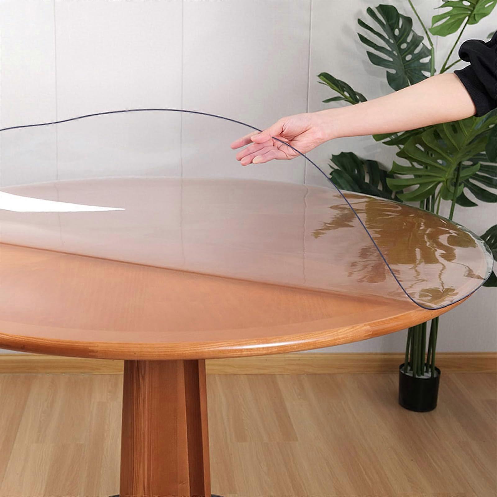 60 Inch Clear Round Table Protector PVC Waterproof Heat Resistant Scratch Proof Cover for Dining Room