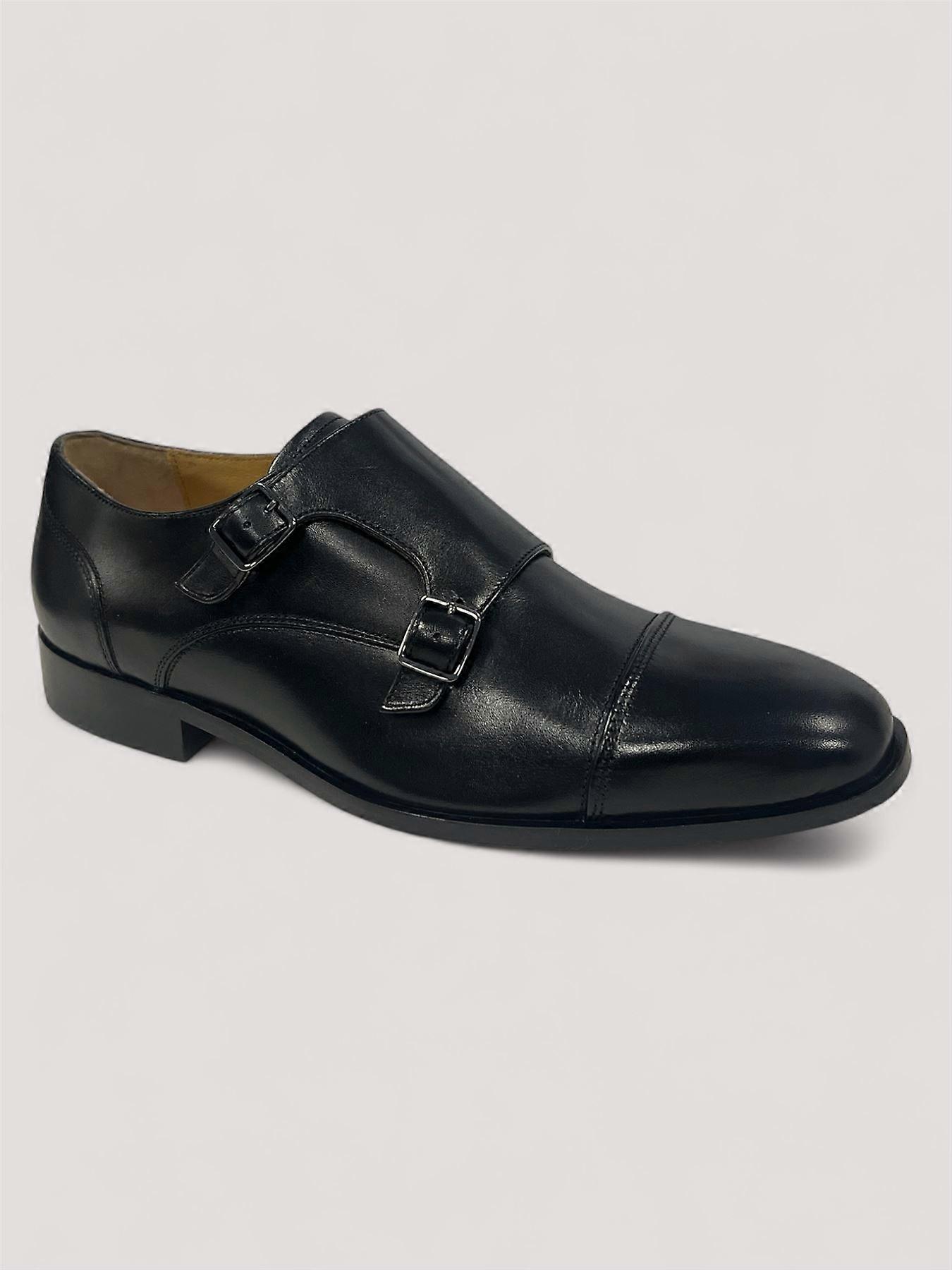 Chapman & Moore Toe Cap Monk Leather Men's Black Shoes