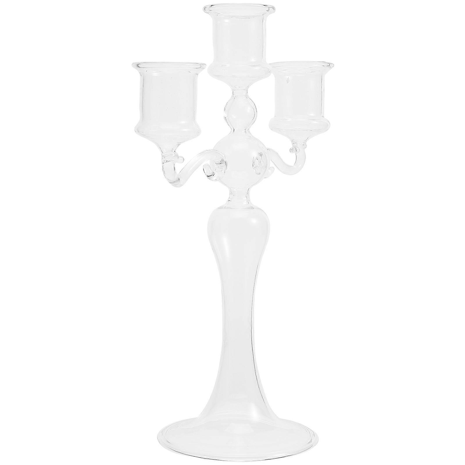 Glass Candle Holder Clear Transparent Candlestick Holder for Tabletop