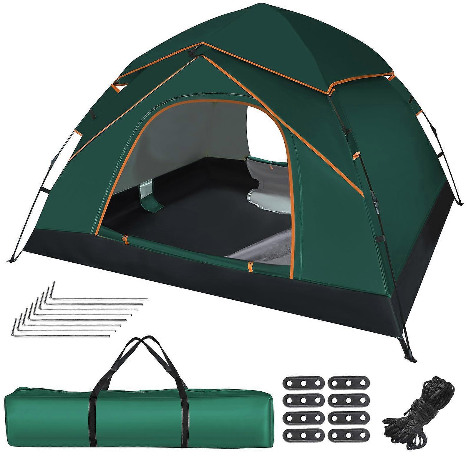 Camping Tent for 34 People, Automatic Pop Up Dome, Waterproof Windproof with Double Doors, Forest Green