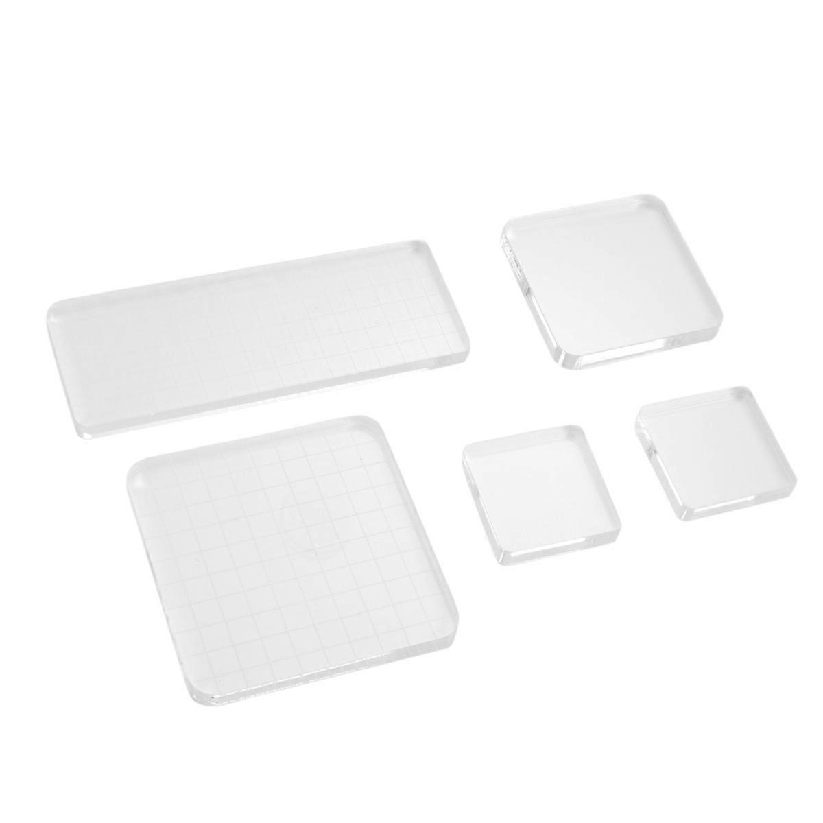 Acrylic Handle Block Transparent Stamp Blocks Set for Making Seal 5Pcs