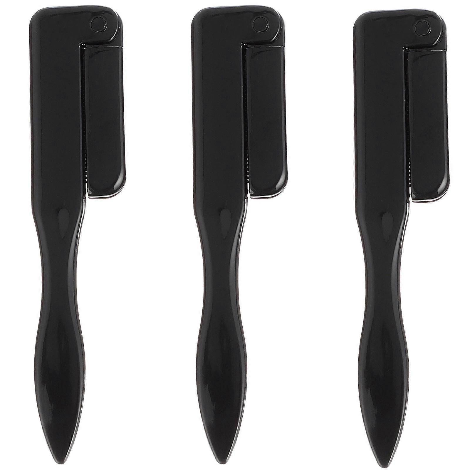 Eyelash Comb Eyebrow Comb for Makeup Use 3Pcs Foldable Black Brushes