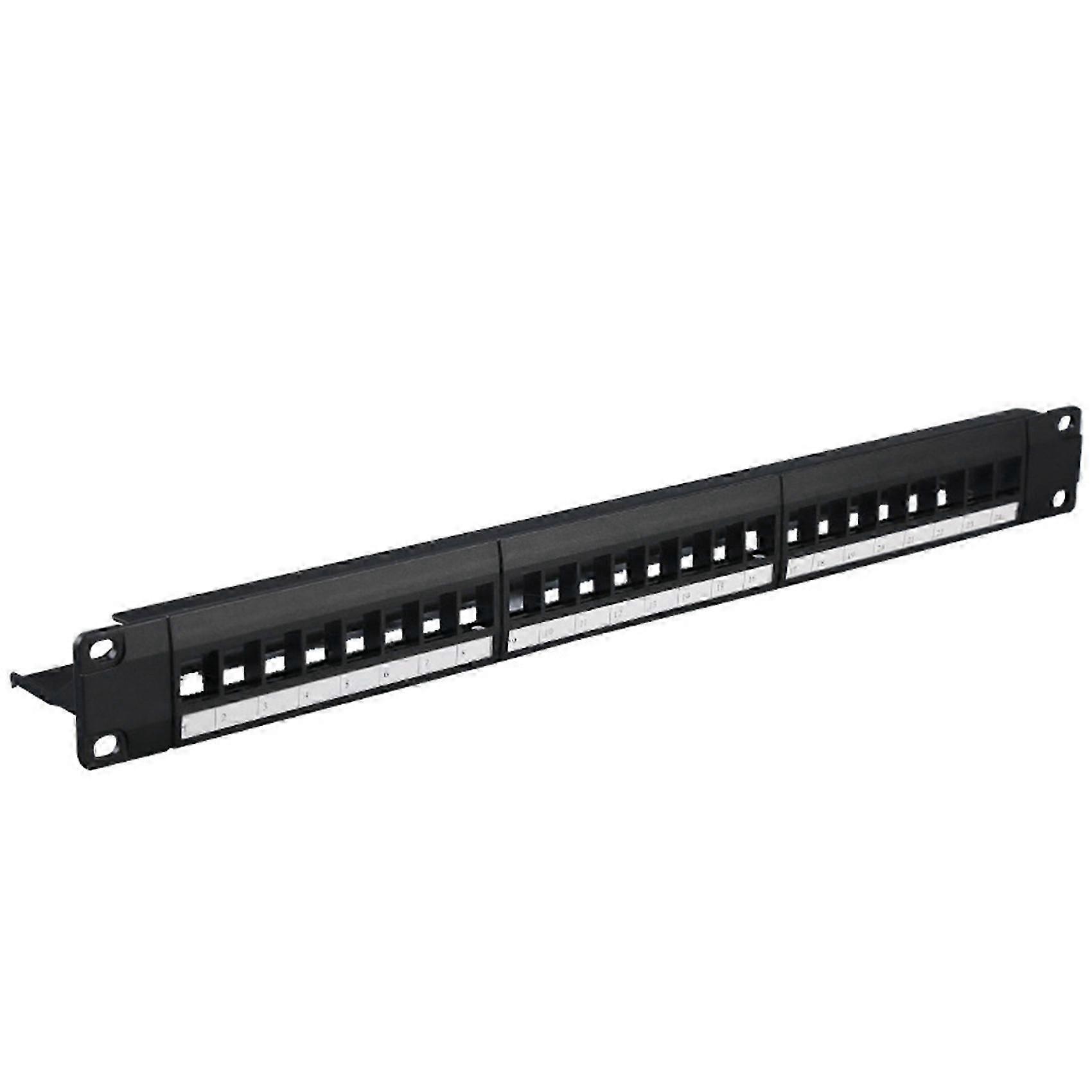 19-Inch 1U Cabinet Rack Through 24-Port CAT6 Patch Panel RJ45 Network Cable Adapter Jack Modular Patch Panel