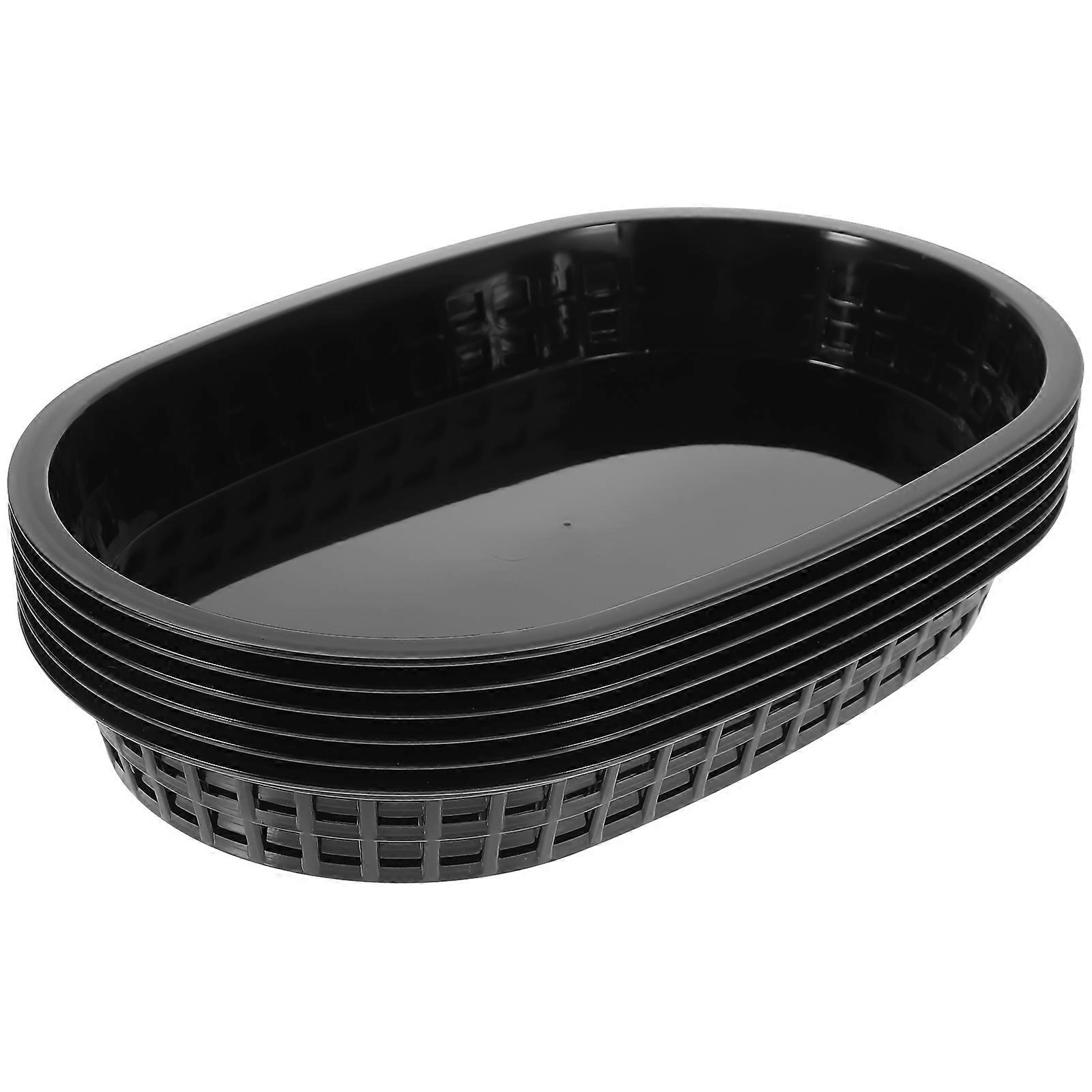 Black Bread Serving Baskets for Food Storage 12Pcs Oval Baskets