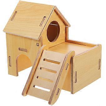 4-teiliges Set: Kleines Hamsterversteck aus Holz, Zubehör