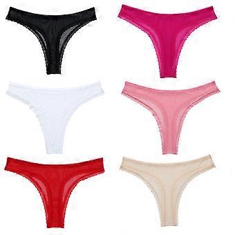 6er-Packung hauchdünne, transparente Mesh-Tangas für Damen, durchsichtige G-String-Dessous, transparente Höschen, Unterwäsche, verschiedene Farben, Größe S