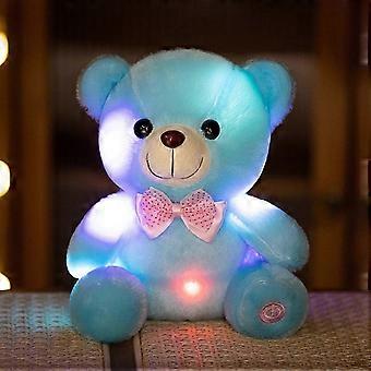 Color-Changing Glowing Bear Figurine with Ribbon Bow Tie – Holiday/Birthday Gift for Kids 6-8, Compatible with Karymi