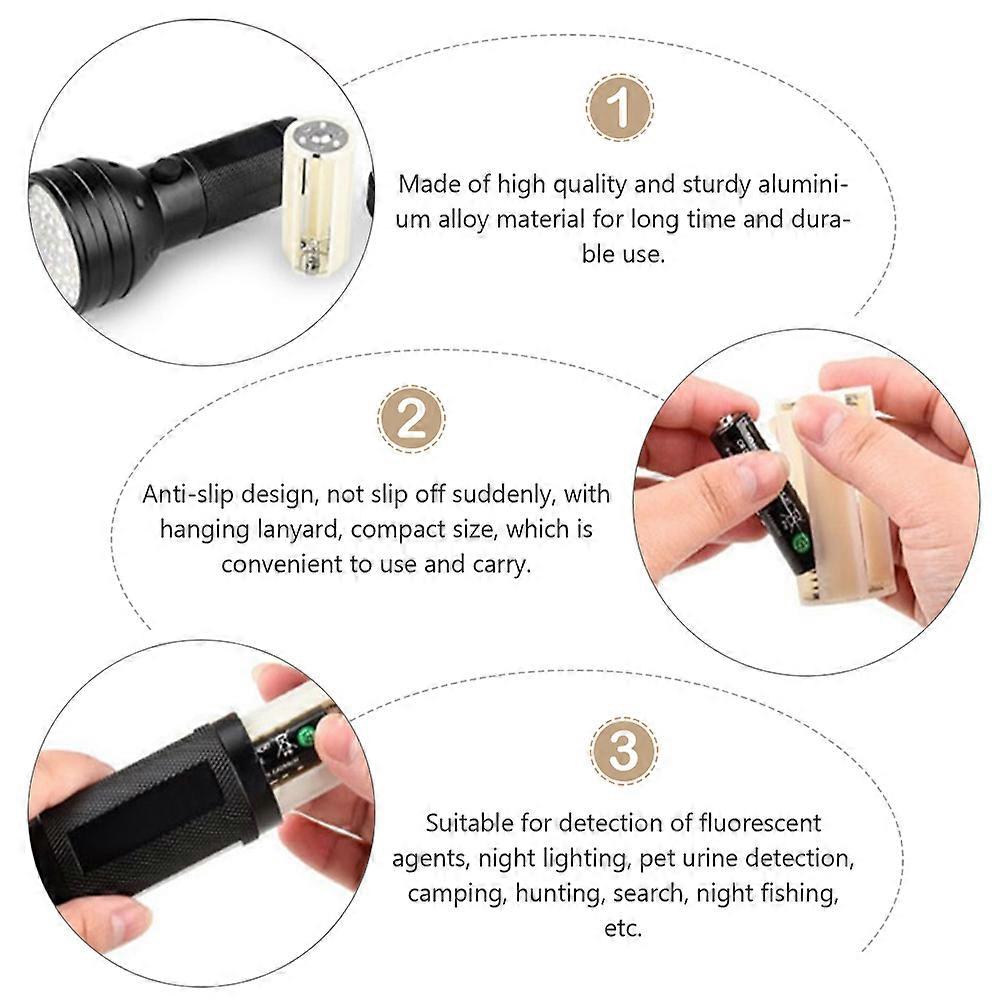 51-LEDs Black Light Flashlight UV Torch Light Blacklight Flashlight (Black)
