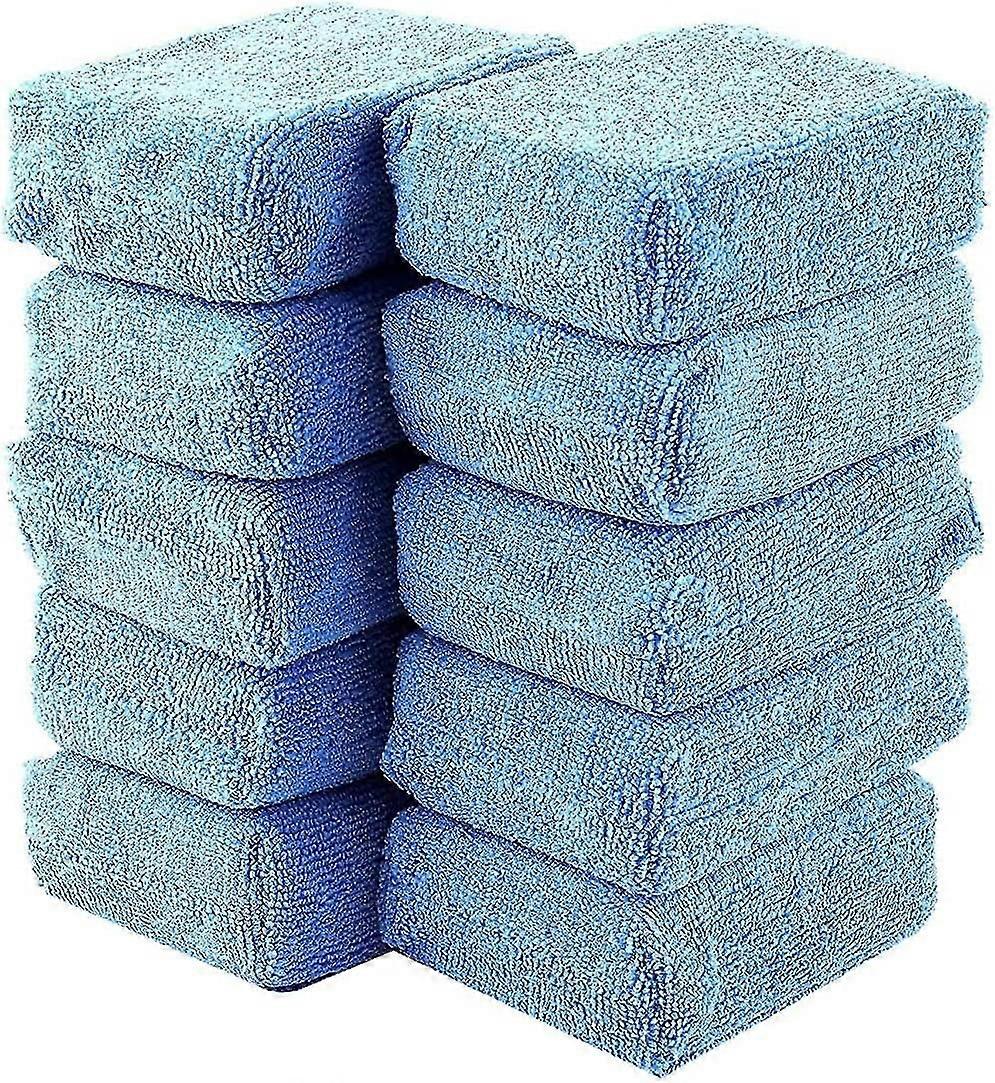 Car Wax Applicator Pad Rectangle Foam Premium Grade Microfiber Applicator Pads10pcsblue