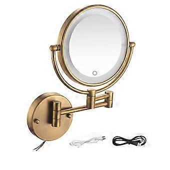 Applique da parete antica con specchio per il trucco a LED con ingrandimento 10x e collegamento fisso, girevole a 360° su entrambi i lati.