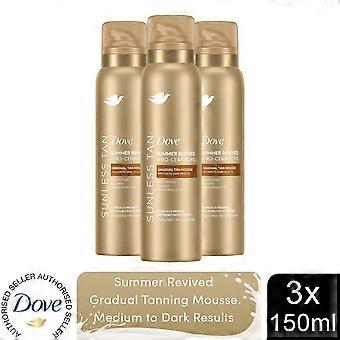 Dove Derma Spa Self Tan Body Mousse Summer Revived for Medium/Dark Skin, 3x150ml