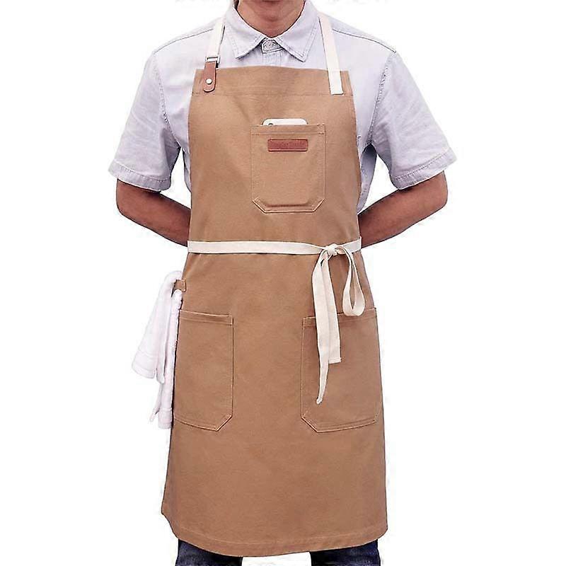 Open-Back Work Apron with Adjustable Neck Strap, Waist Ties and Side Loop