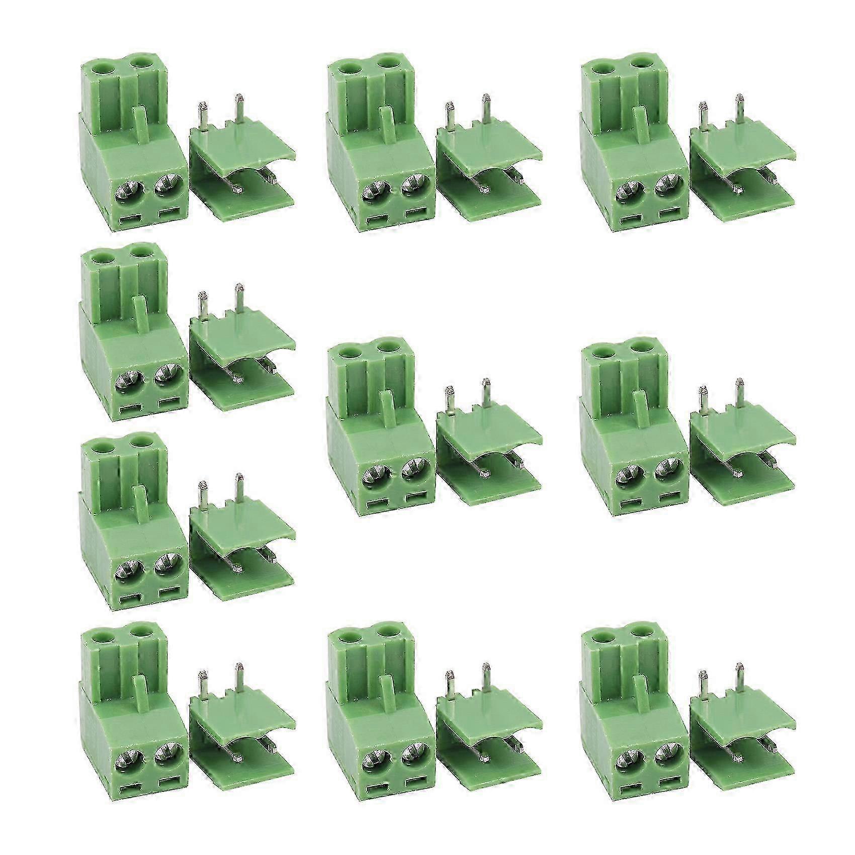 10pcs 5.08mm Pitch PCB Terminal Block Connector, Right Angle