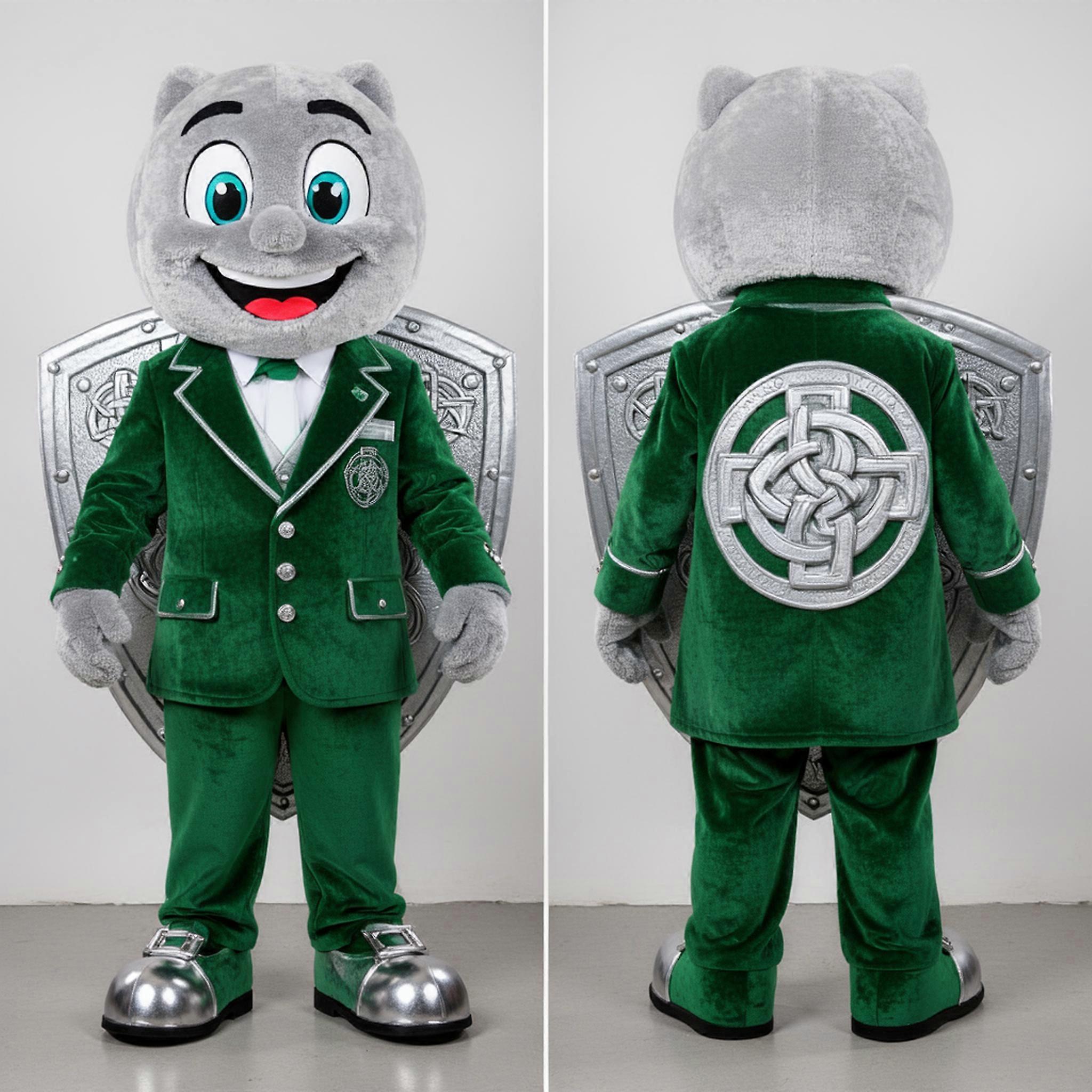 MASTICOT Silver Gleaming Celtic Shield Mascot
