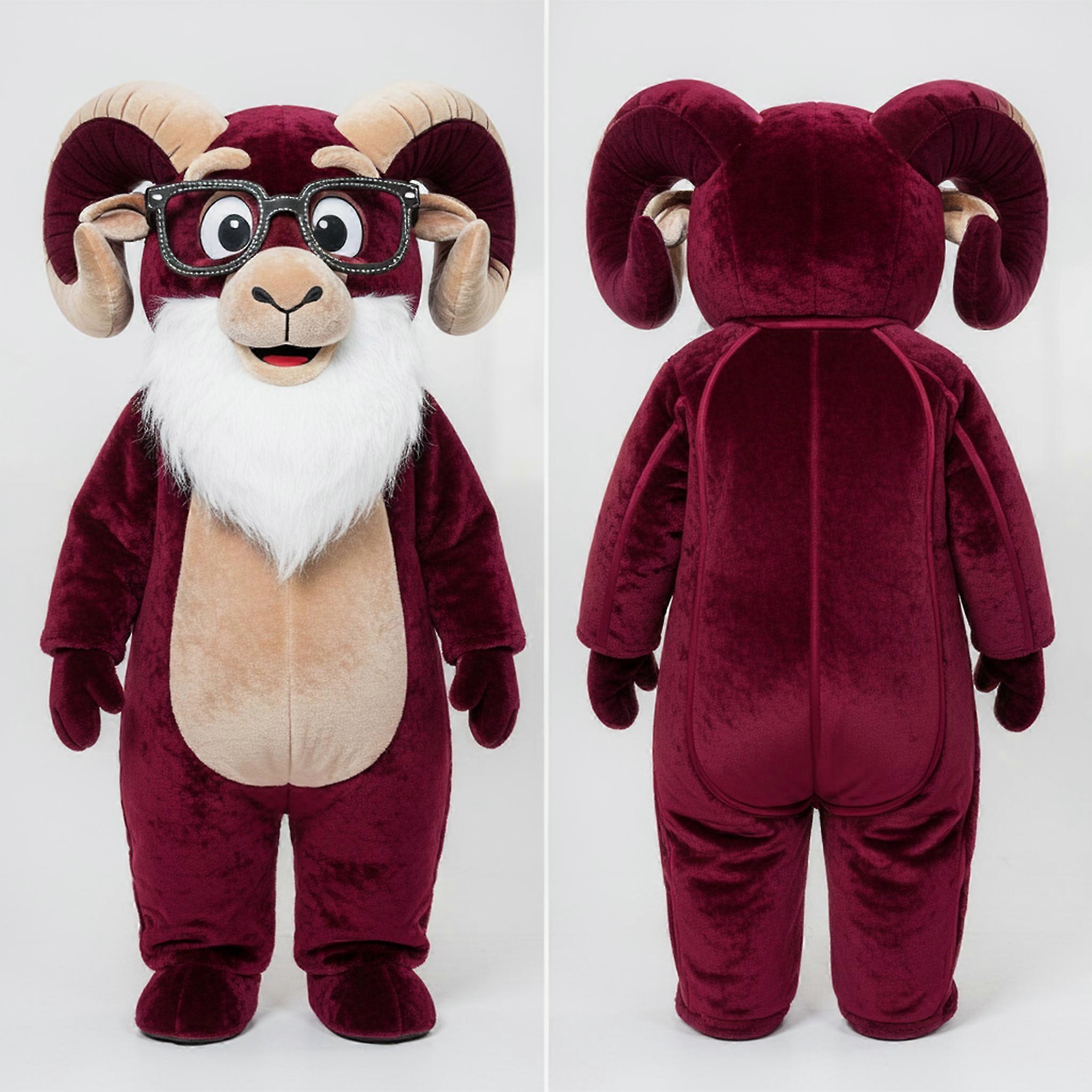 MASTICOT Maroon Velvety Ram Mascot