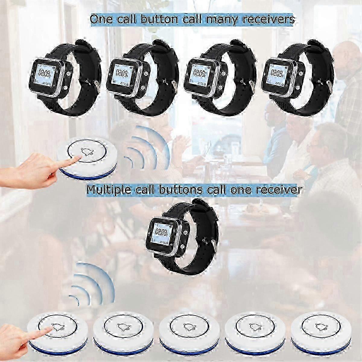 Wireless Table Call Button System with 5 Transmitters for Easy Communication SZ