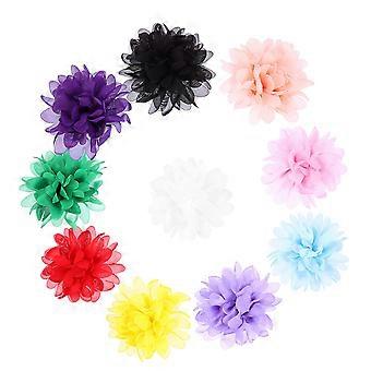 Chiffon Flowers Cloth Flower Ornaments for Pet Collar 10Pcs Assorted Color