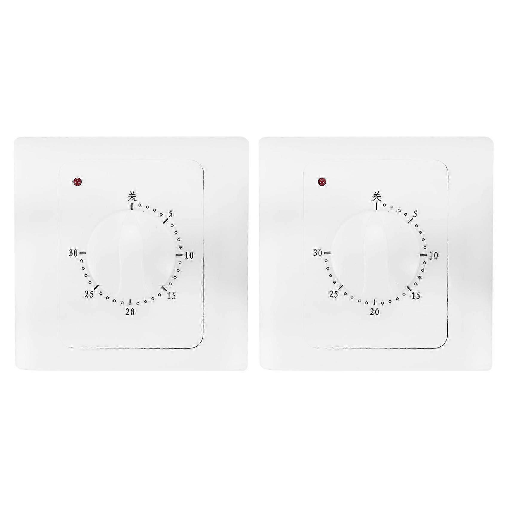 2X Ac 220V 10A 30Min Countdown Timer Switch Electric Digital Time Plug Control Switch Timer Socket Knob Style Mechanical-JXLGV