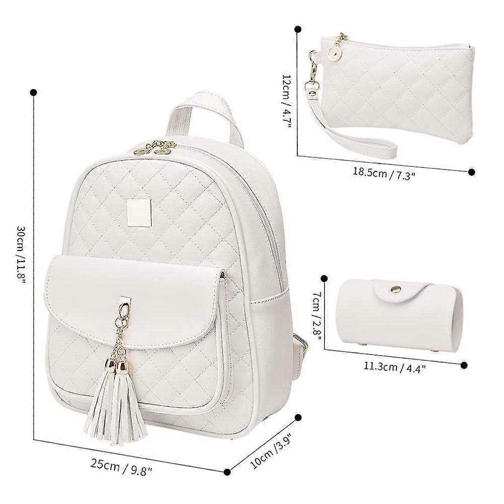 Chic Vegan Leather Mini Backpack Set Travel Daypack