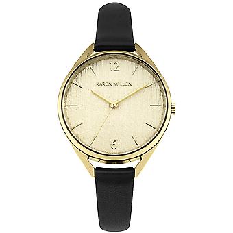Karen millen Quartz Analog Woman Watch z KM162B Synthetic Leather Bransoletka