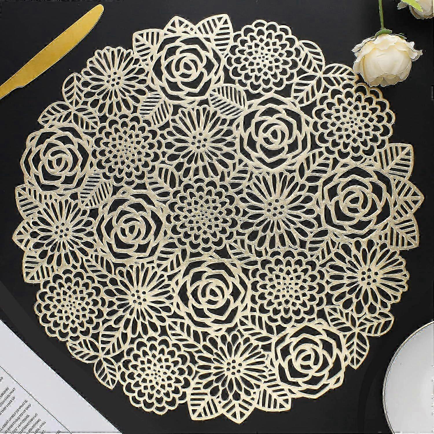 Pressed Vinyl Rose Placemats Set