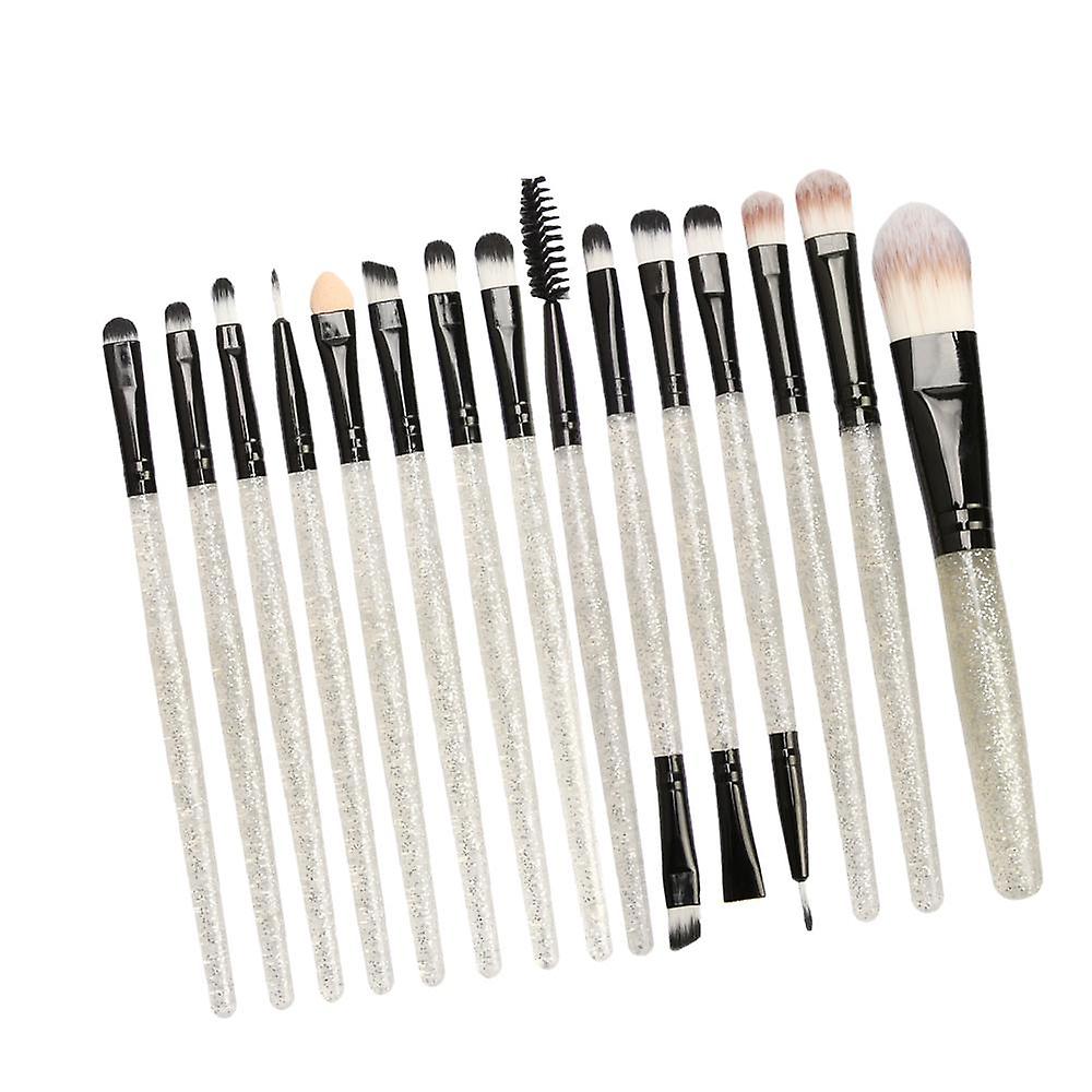 15PC Makeup Brushes Beauty Applicator for Foundation Blending Powder Silver