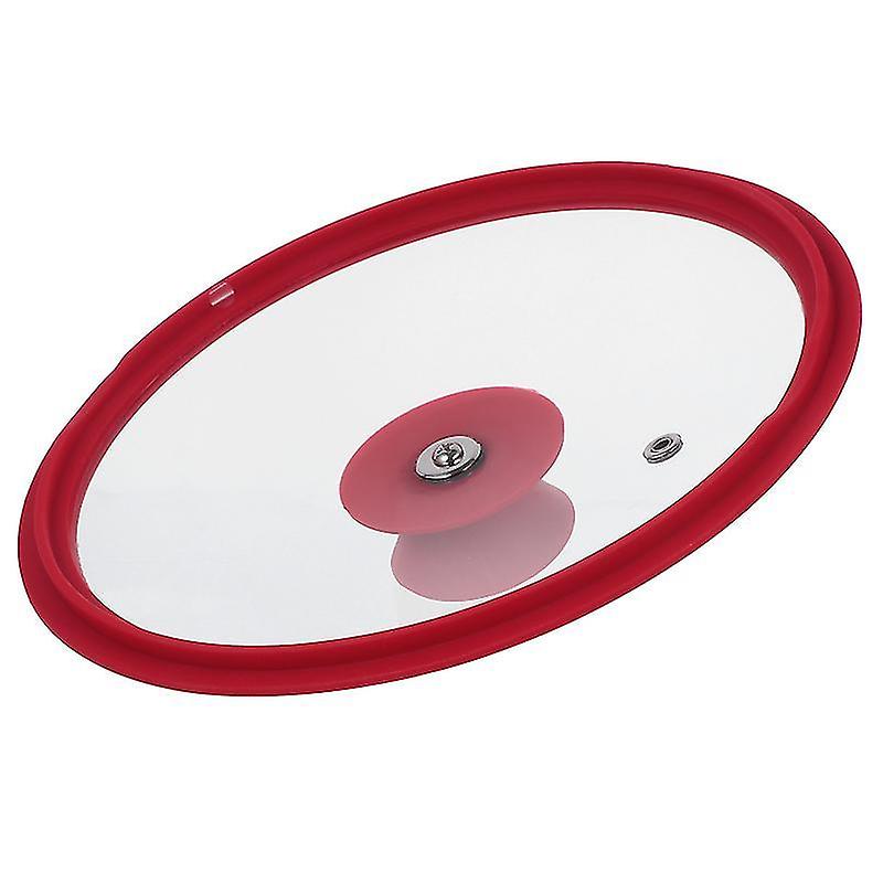 20X20x3cm Red Pot & Pan Lids 1pc Tempered Glass Pot Lid Clear Visual Pot Cover With Silicone Rim Kit