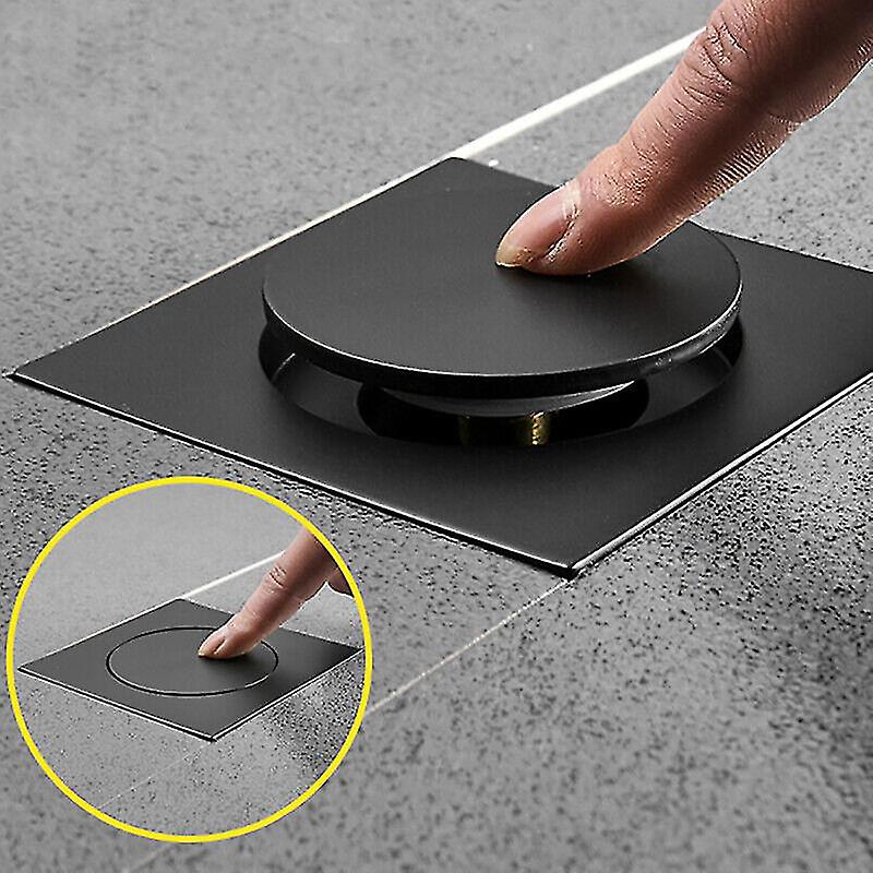 Jern Pop Up Gulv Avløp Anti-lukt Forkrommet Messing Bad Avløp Deodorizing1pcs-svart