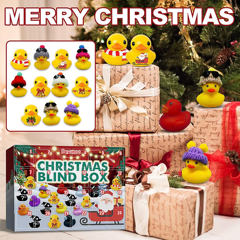 Christmas Advent Calendar Toy Box 24pcs Set Cute Rubber Duck Animal Kid Gift