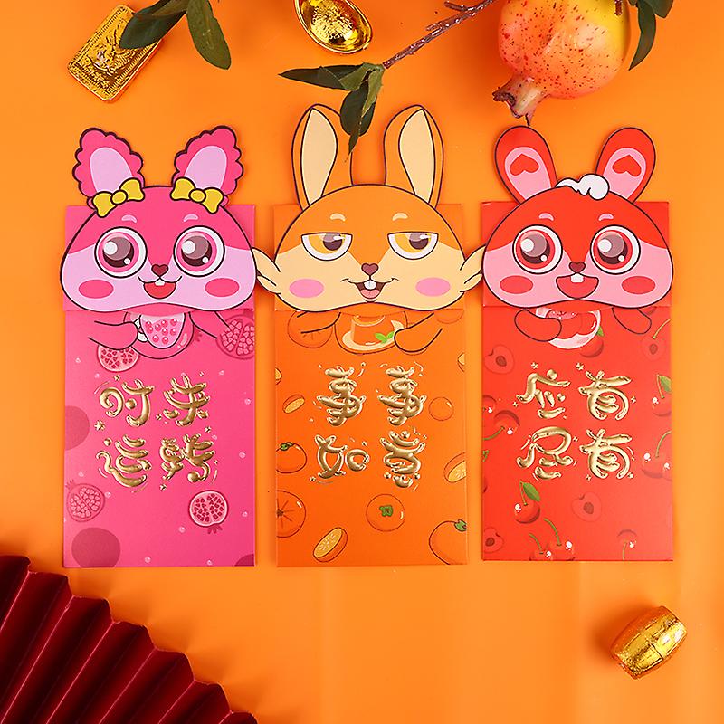 3pcs 2023 Chinese Rabbit Year Alien Cartoon Red Envelope Kids Gift Supplies