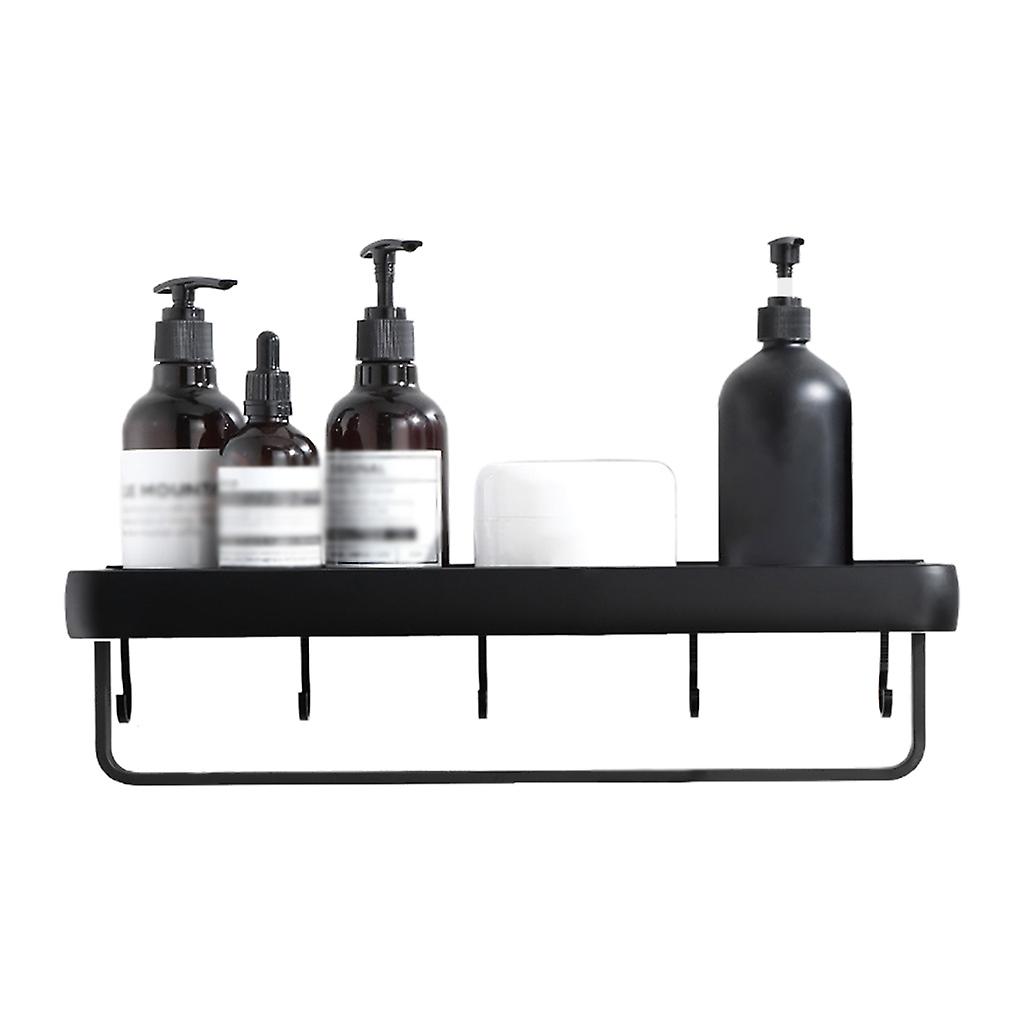 Wall Storage Tray with Hooks Towel Bar Shower Storage Basket Shampoo Holder
