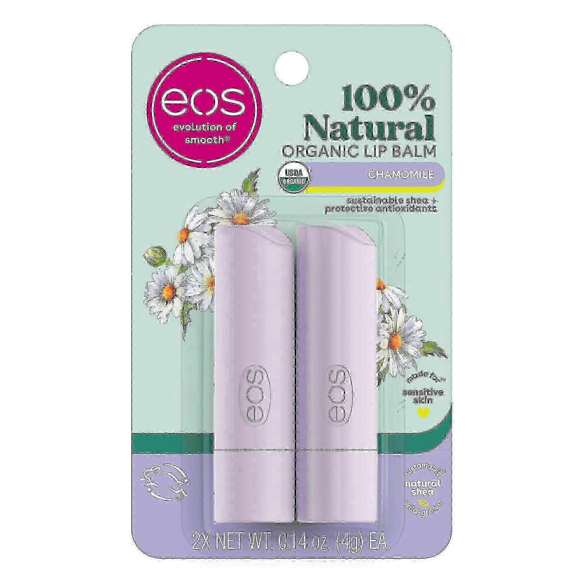 Eos Natural Sticks 润唇膏,洋甘菊,0.14 盎司 X 2 个