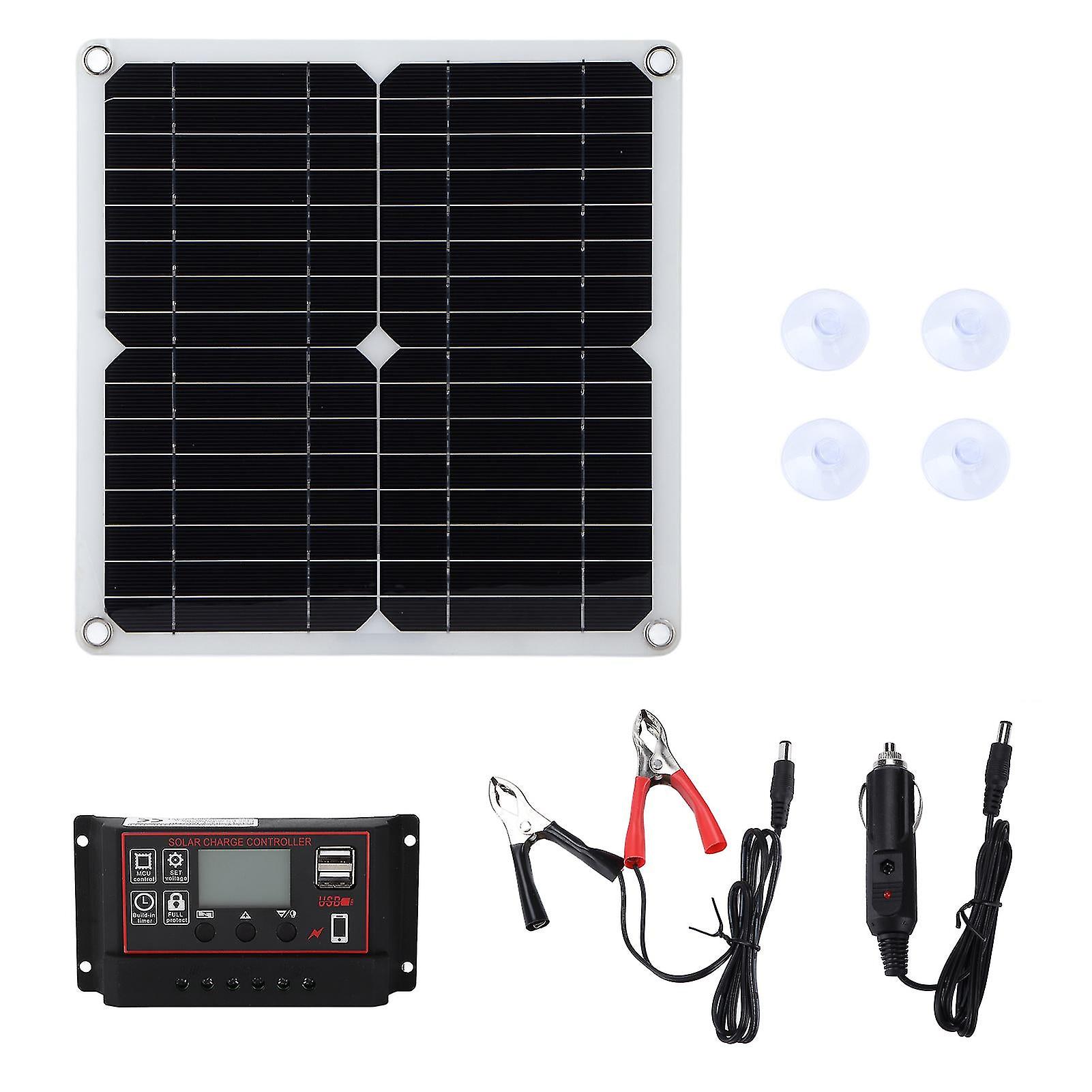 15W Solar Panel Kit Dual Usb Dc Output 100a Controller Solar Cells For Car Boat Batterycontroller Black
