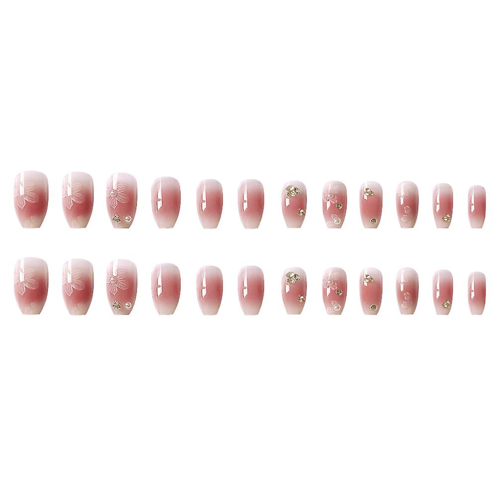 Press On Nail Coffinnail Manicure With 3d Glitter