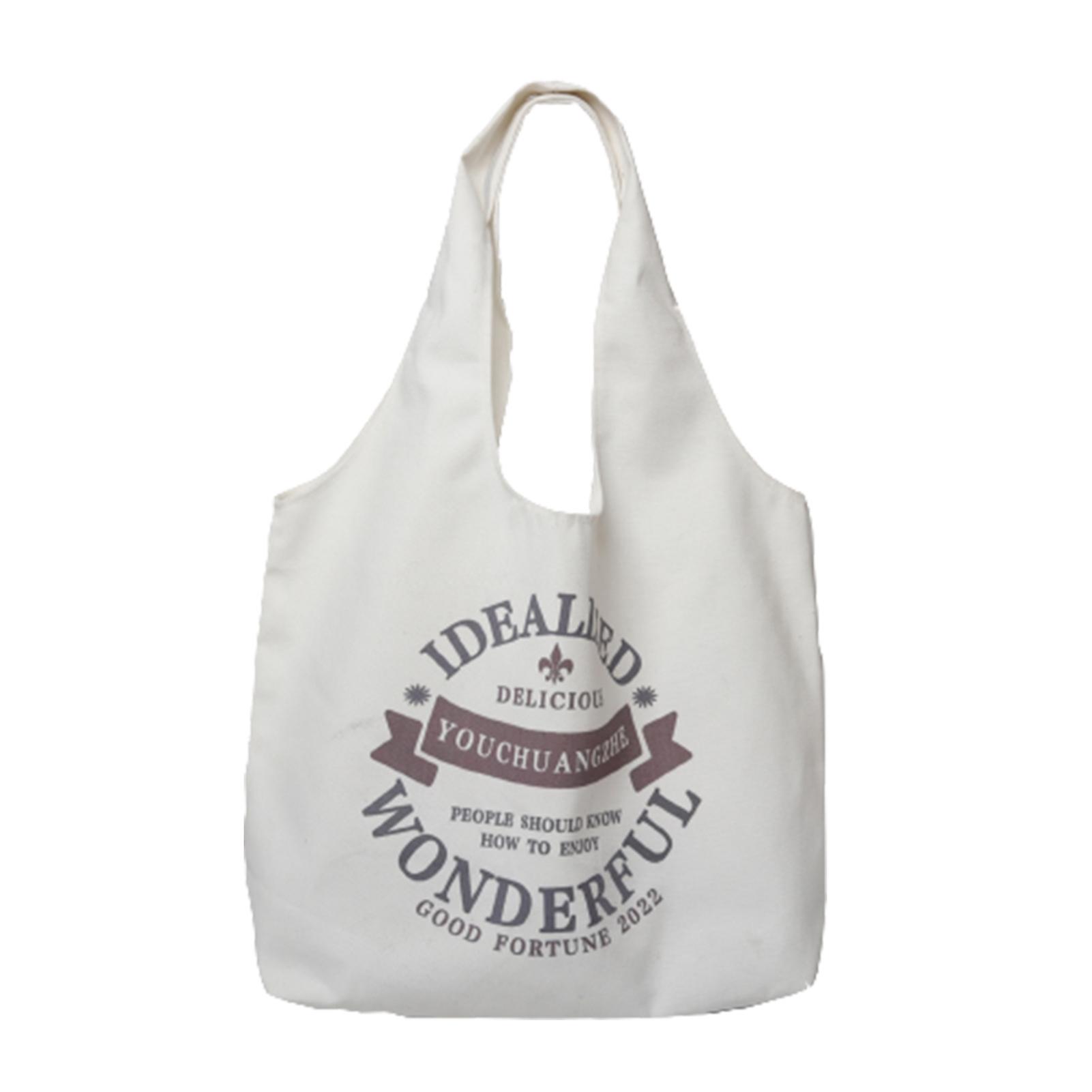 Simple Canvas Shoulder Bag Letter Print Spacious Practical Shoulder Bag