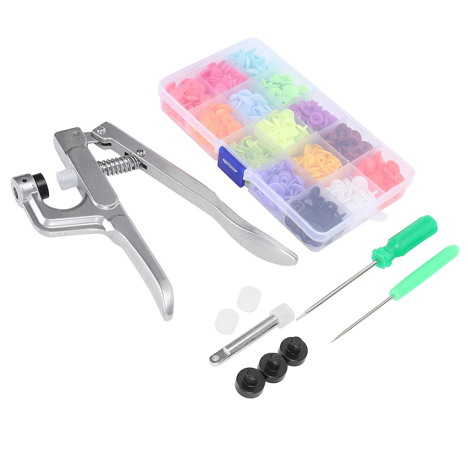 Snap Fasteners Kit Sewing Button Punching Machine Hand Pressing Pliers Tools Set
