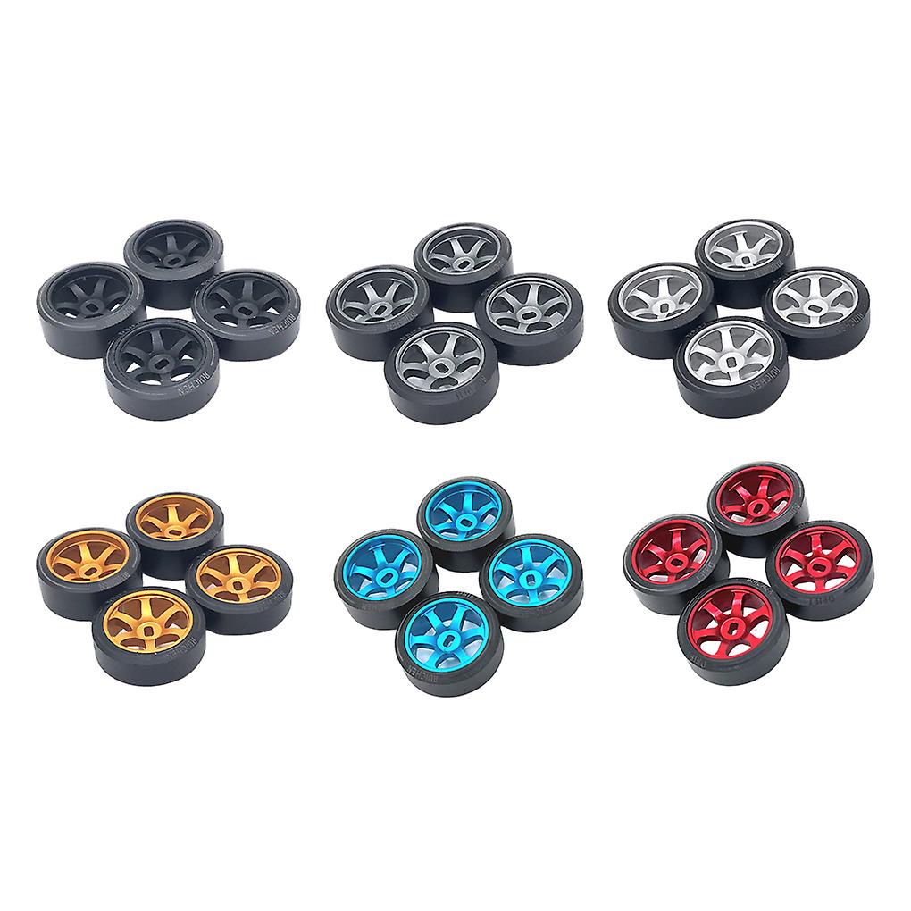 MXRGUMVI - Lot De 4 Pneus à Crampons Et Roues Pour Voiture RC Wltoys 1:28 K969 K979 P929 P939 - 30x12 Mm Argenté