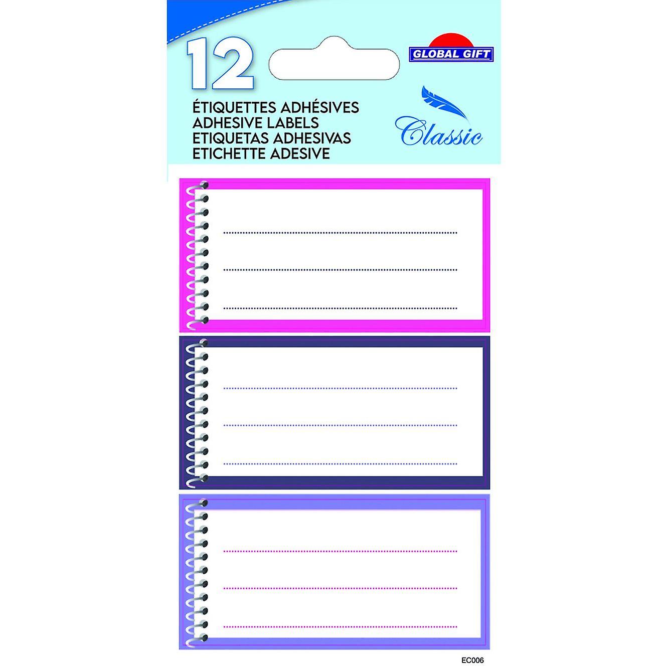 12 School Tags - Spiral Notebook - Pink