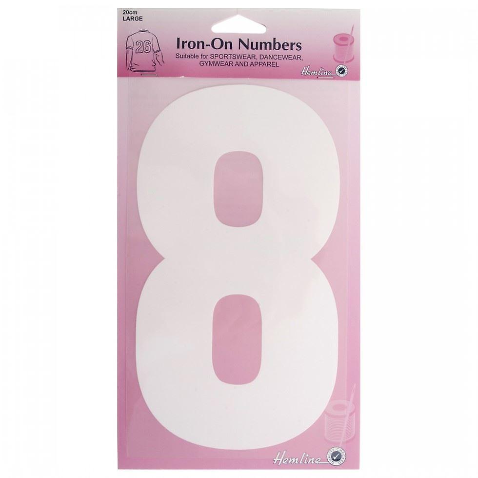 Hemline Number Patch Motif  White Number 8 - each