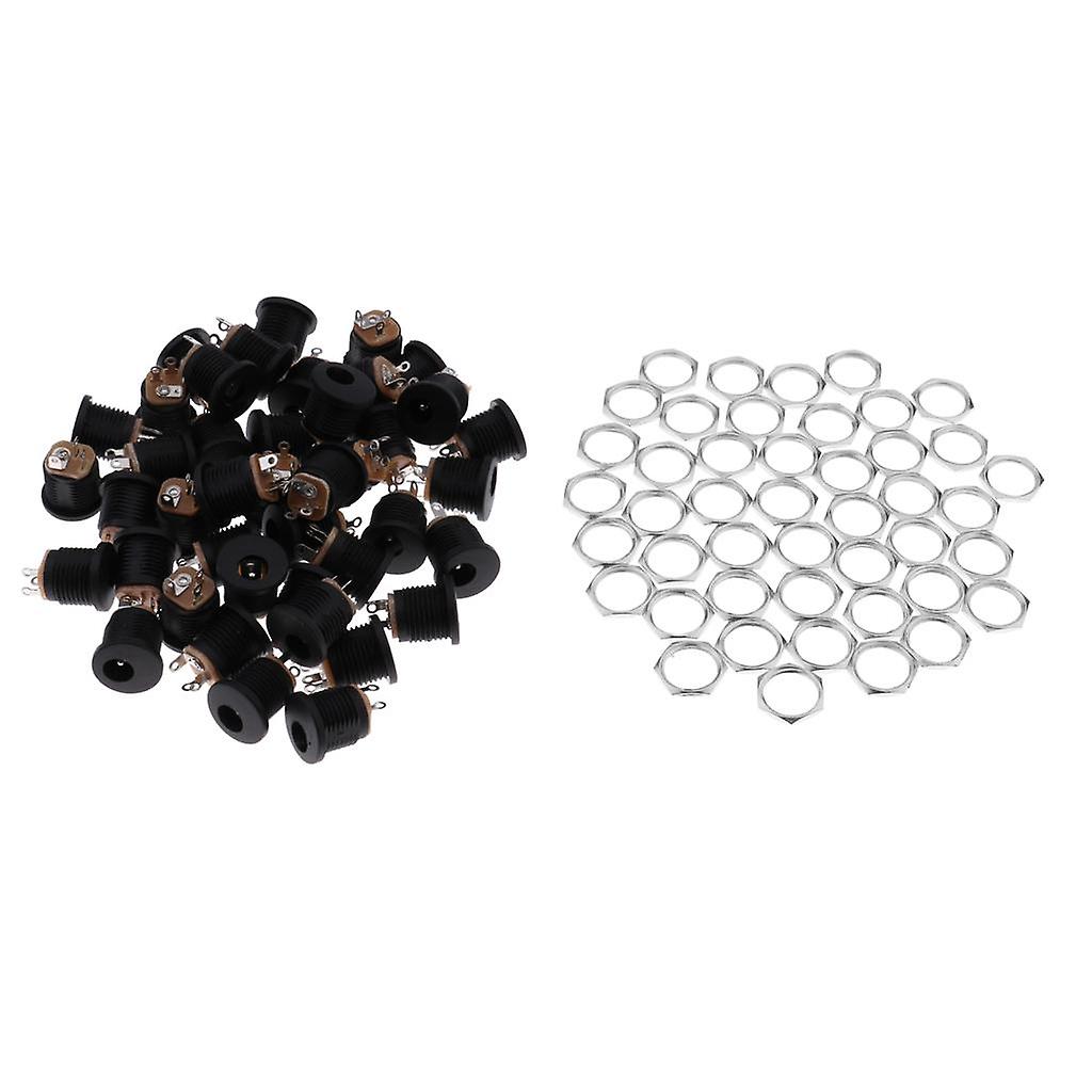 50Pcs DC-022 5.5*2.1 DC Socket Power Jack Panel Mount Screw Nut Kit Plug